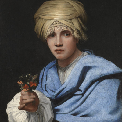 Boy in a Turban holding a Nosegay by Santa & Cole